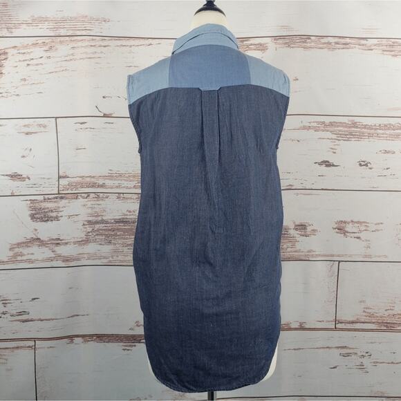 Jonathan Simkhai sleeveless denim chambray button up shirt size medium - Picture 3 of 5